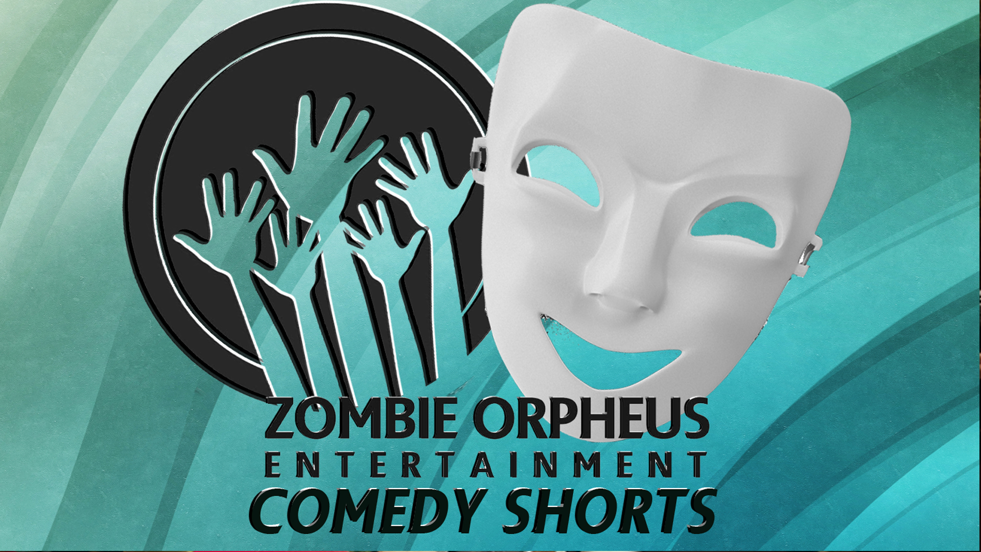the zombie orpheus logo is beside the smiling mask of Comedy. beneath both is the text Comedy Shorts